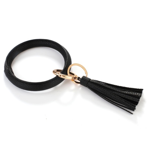 BLACK CIRCLE KEYCHAIN WRISTLET - Picture 7 of 14